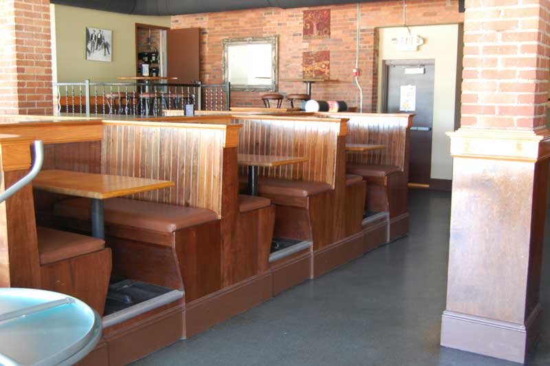 Three booths in bar.
