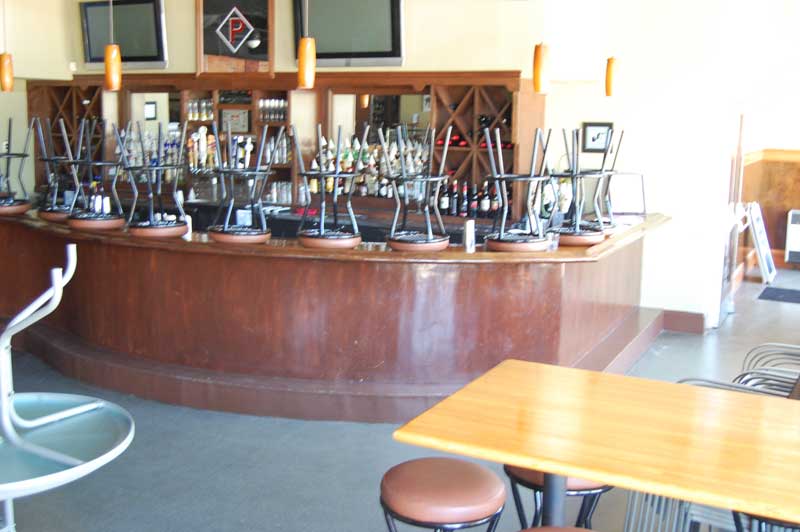Wooden bar.